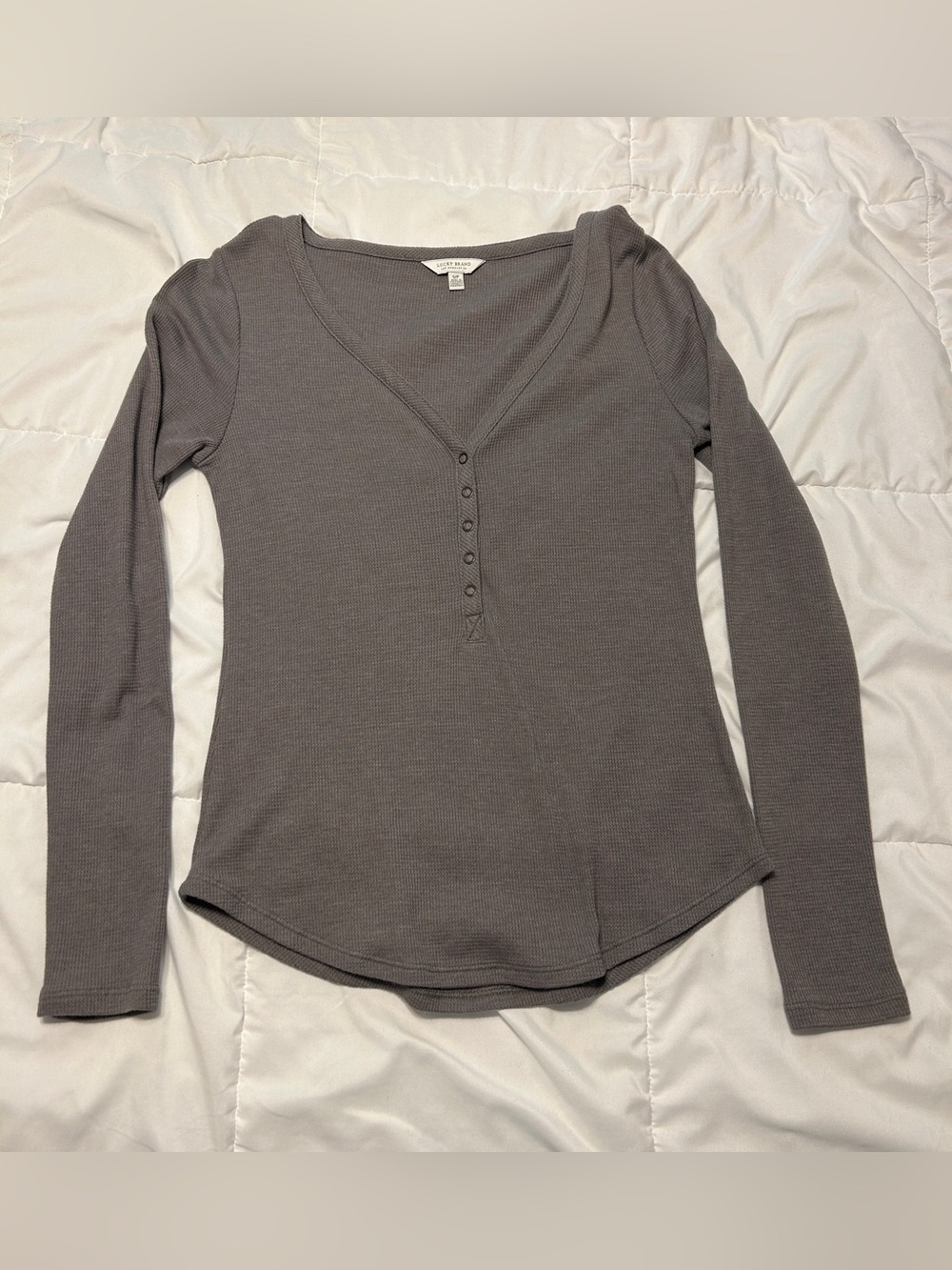 Lucky Brand Thermal Henley Waffle Top